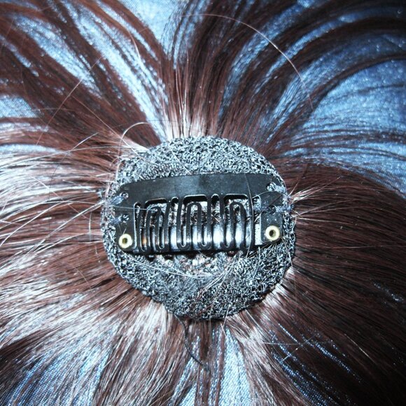 8" Clip-In Synthetic Hair TopperThinner Natural-Looking 3D Fringe Darkest Brown - Picture 5 of 8